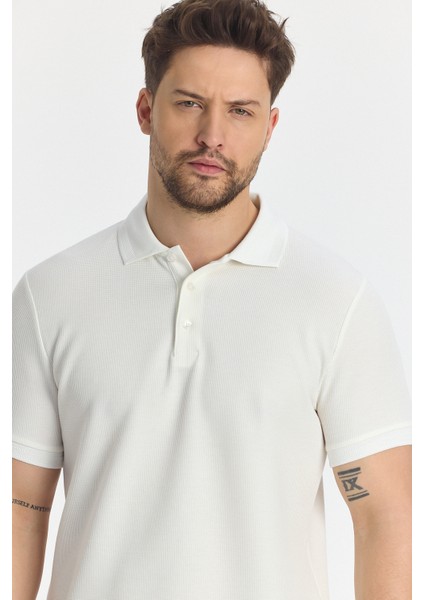 Walfer Erkek Ekru Likralı Pamuk Karışımlı Yaka Detaylı Slim Fit Kıvrılmaz Yaka Polo Yaka Tişört fiyatları