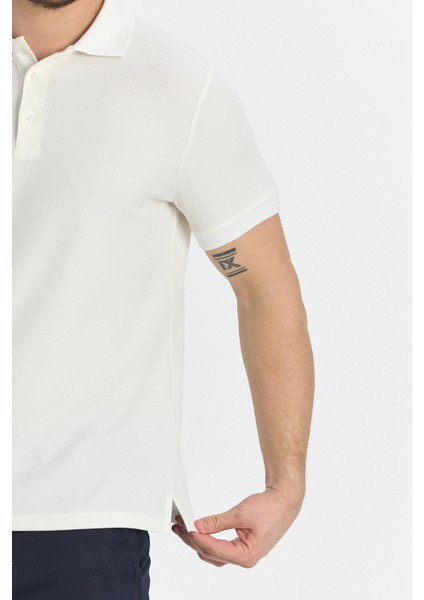 Walfer Erkek Ekru Likralı Pamuk Karışımlı Yaka Detaylı Slim Fit Kıvrılmaz Yaka Polo Yaka Tişört modelleri