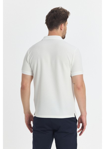 Walfer Erkek Ekru Likralı Pamuk Karışımlı Yaka Detaylı Slim Fit Kıvrılmaz Yaka Polo Yaka Tişört fırsatları