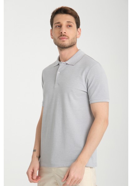 Boggee Pedso Erkek Gri Italyan Yaka Çekmez Likralı %100 Pamuklu Kumaş Slim Fit Polo Yaka Tişört fiyatları