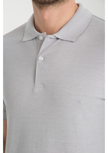 Boggee Pedso Erkek Gri Italyan Yaka Çekmez Likralı %100 Pamuklu Kumaş Slim Fit Polo Yaka Tişört modelleri