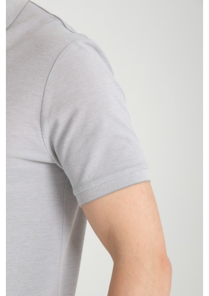 Boggee Pedso Erkek Gri Italyan Yaka Çekmez Likralı %100 Pamuklu Kumaş Slim Fit Polo Yaka Tişört fırsatları