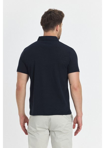 Wolfe Erkek Lacivert Likralı Pamuk Karışımlı Çekmeyen Kumaş Kıvrılmaz Yaka Polo Yaka Tişört fırsatları