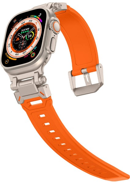 Apple Watch Ultra 49MM Titanyum Metal Başlıklı Silikon Kayışlı Resistance Kordon