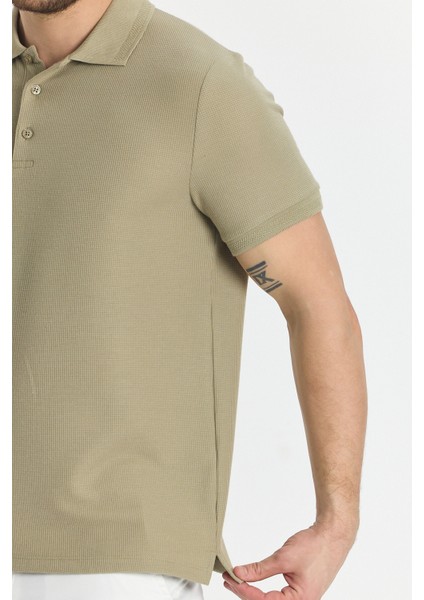 Walfer Erkek Vizon Likralı Pamuk Karışımlı Yaka Detaylı Slim Fit Kıvrılmaz Yaka Polo Yaka Tişört modelleri