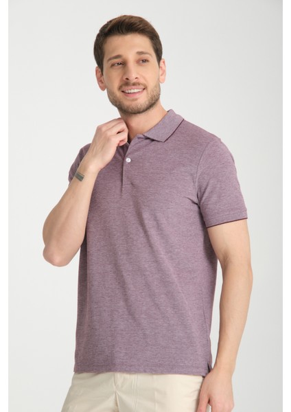 Boggee Pedso Erkek Mürdüm Italyan Yaka Çekmez Likralı %100 Pamuklu Kumaş Slim Fit Polo Yaka Tişört modelleri