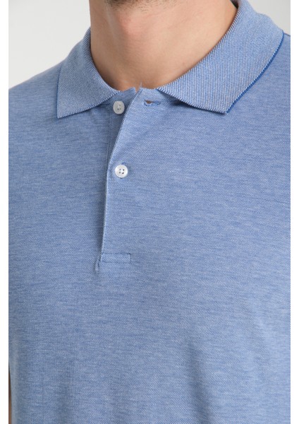 Boggee Pedso Erkek Mavi Italyan Yaka Çekmez Likralı %100 Pamuklu Kumaş Slim Fit Polo Yaka Tişört fiyatları