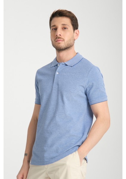Boggee Pedso Erkek Mavi Italyan Yaka Çekmez Likralı %100 Pamuklu Kumaş Slim Fit Polo Yaka Tişört modelleri