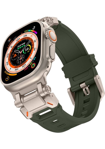 Apple Watch Ultra 49MM Titanyum Metal Başlıklı Silikon Kayışlı Resistance Kordon fırsatları