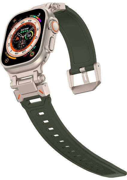 Apple Watch Ultra 49MM Titanyum Metal Başlıklı Silikon Kayışlı Resistance Kordon indirimleri