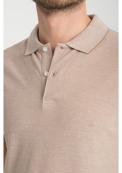 Boggee Pedso Erkek Camel Italyan Yaka Çekmez Likralı %100 Pamuklu Kumaş Slim Fit Polo Yaka Tişört fiyatları
