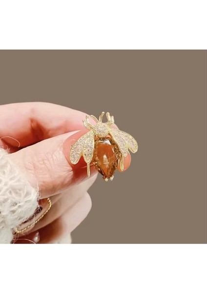 Amber Kanatlar Minimal Arı Broş