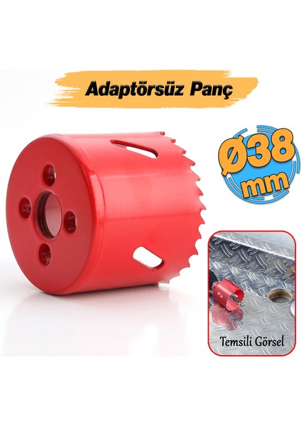 Bi Metal Panç Ø 38 mm Delik Açma Alçıpan Ahşap Pvc Delme Testeresi Adaptörsüz 1 Adet