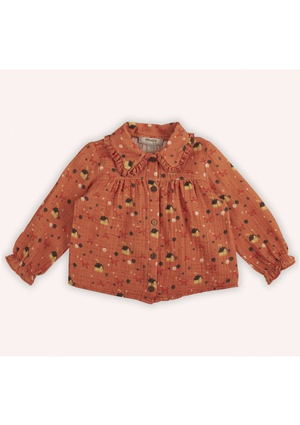Kız Bebek Desenli Kiremit Müslin Gömlek
