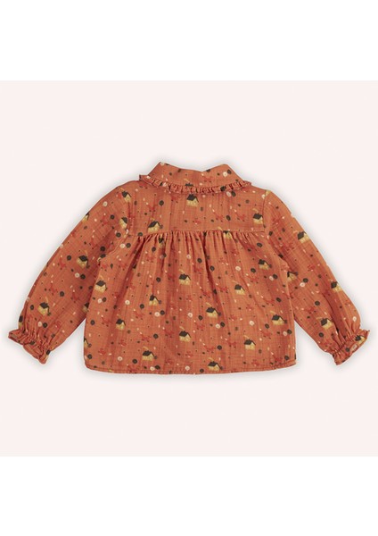 Kız Bebek Desenli Kiremit Müslin Gömlek fiyatları