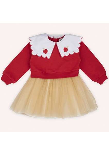 Kız Bebek Geniş Yakalı Kırmızı Elbise
