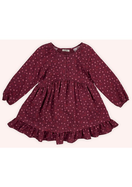 Kız Çocuk Kalp Desenli Kırmızı Elbise modelleri