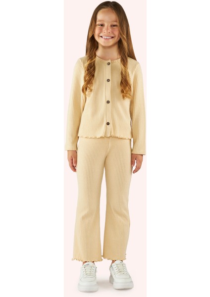Kız Çocuk Örme Bej 2'li Triko Takım