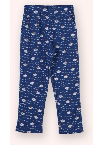 Erkek Çocuk Kayık Desenli Lacivert Pijama Takım indirimleri