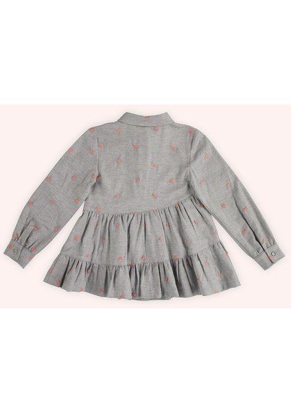 Kız Çocuk Yakalı Gri Gömlek Elbise fiyatları