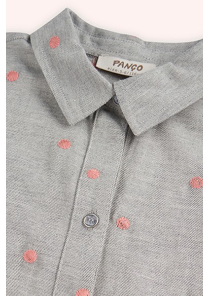 Kız Çocuk Yakalı Gri Gömlek Elbise modelleri