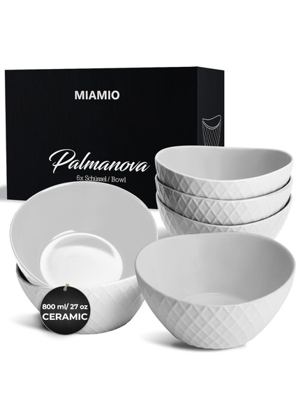Mıamıo - 6 x 800 ml - Kase Seti/tahıl Kasesi Seti - Modern Bowls Matte – Kase Seti Büyük - Palmanova Koleksiyonu