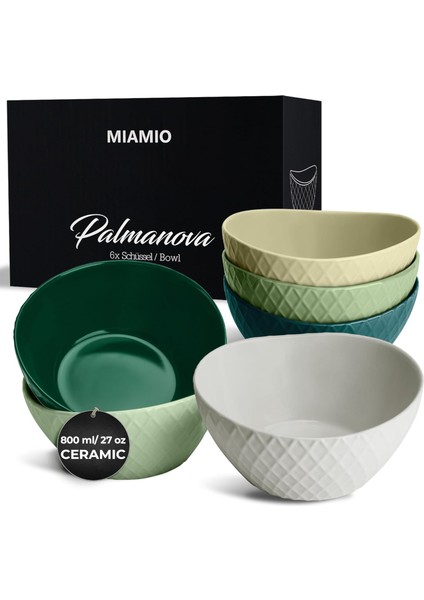 Mıamıo - 6 x 800 ml - Kase Seti/tahıl Kasesi Seti - Modern Bowls Matte – Kase Seti Büyük - Palmanova Koleksiyonu