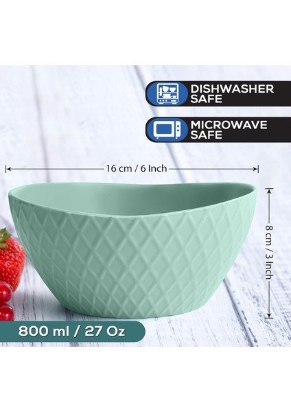Mıamıo - 6 x 800 ml - Kase Seti/tahıl Kasesi Seti - Modern Bowls Matte – Kase Seti Büyük - Palmanova Koleksiyonu