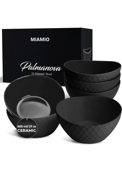 Mıamıo - 6 x 800 ml - Kase Seti/tahıl Kasesi Seti - Modern Bowls Matte – Kase Seti Büyük - Palmanova Koleksiyonu