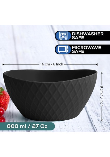 Mıamıo - 6 x 800 ml - Kase Seti/tahıl Kasesi Seti - Modern Bowls Matte – Kase Seti Büyük - Palmanova Koleksiyonu