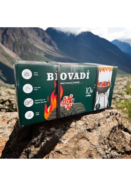 Biovadi Dumansız Doğal Briket Mangal Kömürü 10KG