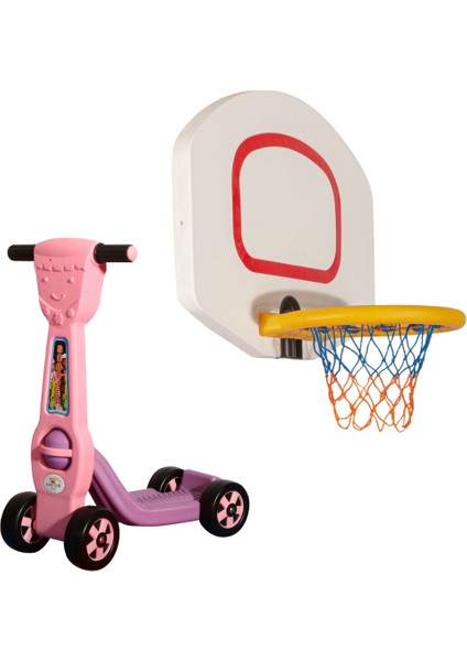 Çocuklar Için 2'li Hareket Seti: Duvar Basketbol Potası & 4 Tekerlekli Scooter | Spor ve Eğlence Bir Arada!
