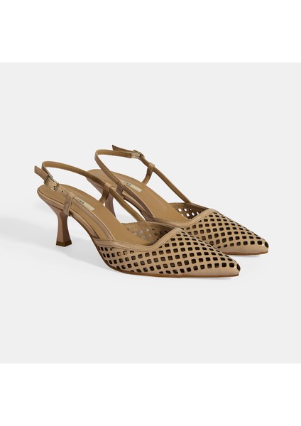 Ten Kadın Perforeli Slingback Deri Topuklu Ayakkabı fiyatları