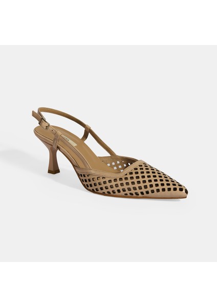 Ten Kadın Perforeli Slingback Deri Topuklu Ayakkabı indirimleri