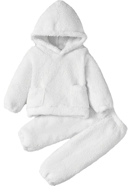 x Ipek Atlas Erkek Kız Bebek Çocuk Kapüşonlu Peluş Ikili Takım