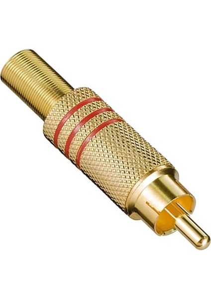 Tos Rca Fiş Metal Gold Erkek Konnektör (Kırmızı Kodlu)