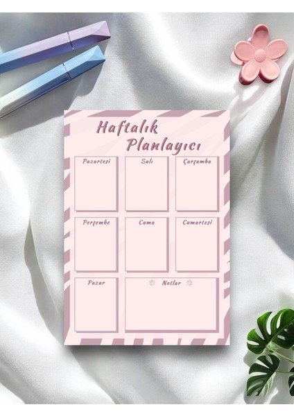 A5 Zebra Desenli Haftalık Planlayıcı - Notepad - Not Defteri - Bloknot