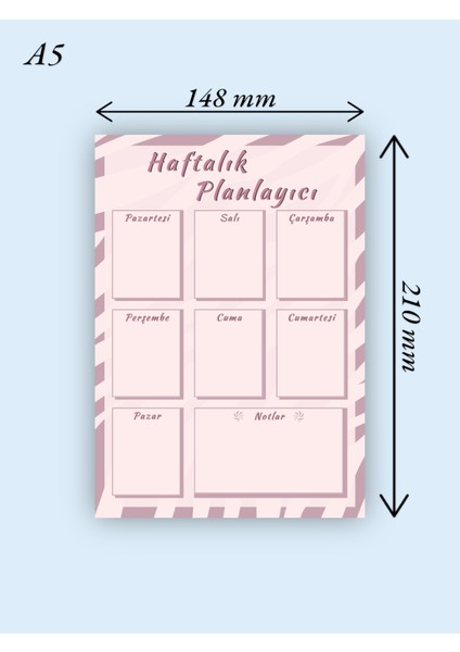 A5 Zebra Desenli Haftalık Planlayıcı - Notepad - Not Defteri - Bloknot