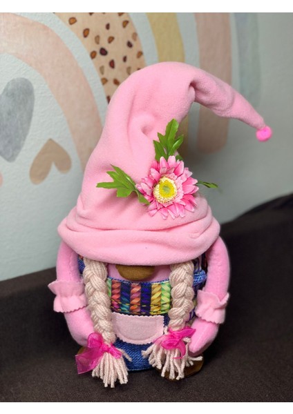 Pembe Peluş Sevimli Cüce Pembe Saç Detaylı 40 cm