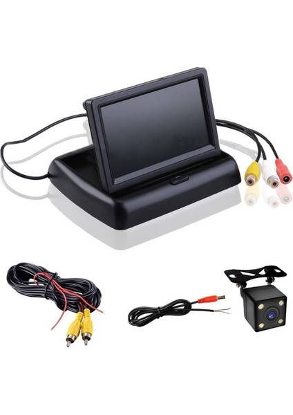 4.3 Inç Tft LCD Ekran Araba Monitör Uyumlu + 4 LED Gece Görüş Geri Vites Kamera Seti