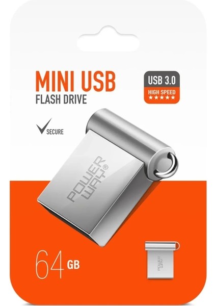 64 GB USB 3.0 Metal Mını Flash Bellek