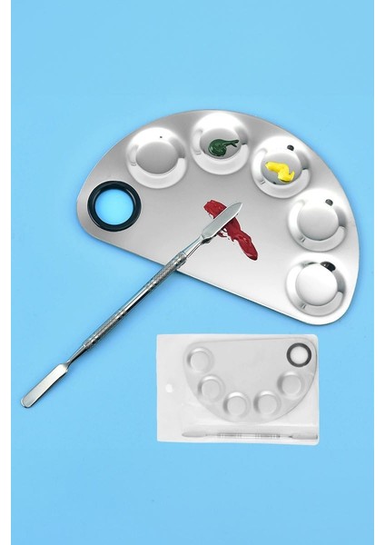 2 Parça Çelik Makyaj Fondöten Krem Oje Karıştırma Spatula Palet Set MT158
