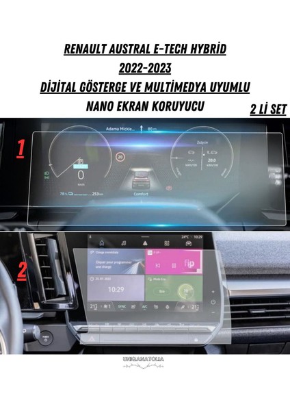 Renault Austral E-Tech Hybrid 2022-2023 Multimedya ve Gösterge Panel Uyumlu Nano Ekran Koruyucu
