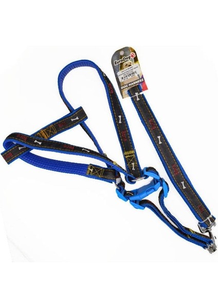 Euro Dog Köpek Uzatma Tasması ve Göğüs Tasması Takımı Mavi/siyah 25 mm 120 cm