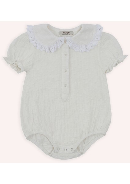 Kız Bebek Yumuşak Dokulu Bebe Yaka Ekru Body Gömlek