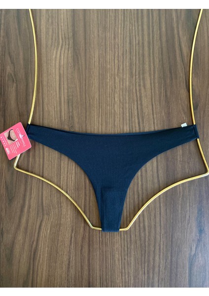Siyah Basic Klasik Lazer Kesim Kadın Tanga Külot