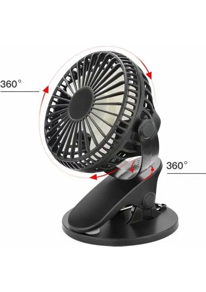 SQ2141 Mandal ve Masaüstü Model 360° Döner Başlık Şarj Edilebilir Usb'li 3 Kademeli Taşınabilir Fan
