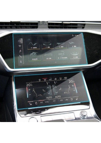 Audi A6 Navigasyon ve Alt Kontrol Paneli 9h Nano Ekran Koruyucu 2019 2020 2021 2022 2023