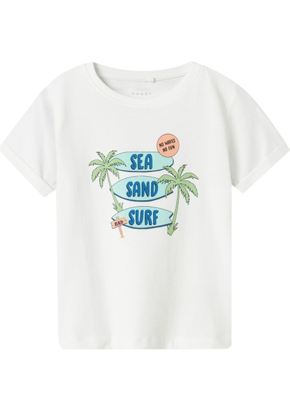 Nmmvux Ss Top Beyaz Erkek Çocuk Kısa Kol T-Shirt