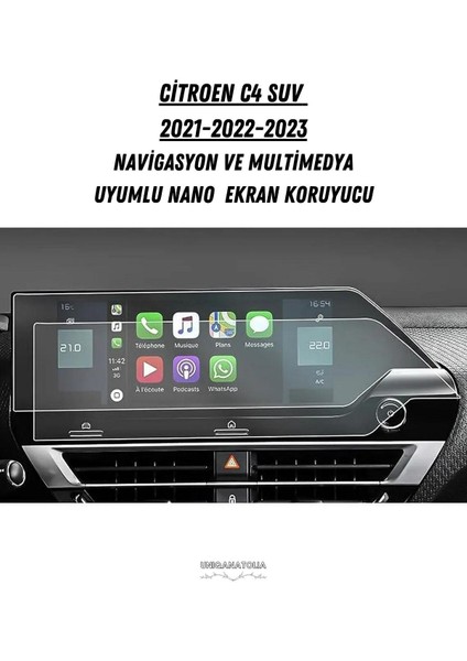 Citroen C4 Suv 2021 2022 2023 10 Inç Navigasyon ve Multimedya Uyumlu Nano Ekran Koruyucu